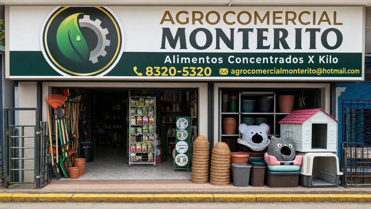 Fachada actual de Agrocomercial Monterito en Guayabo de Mora