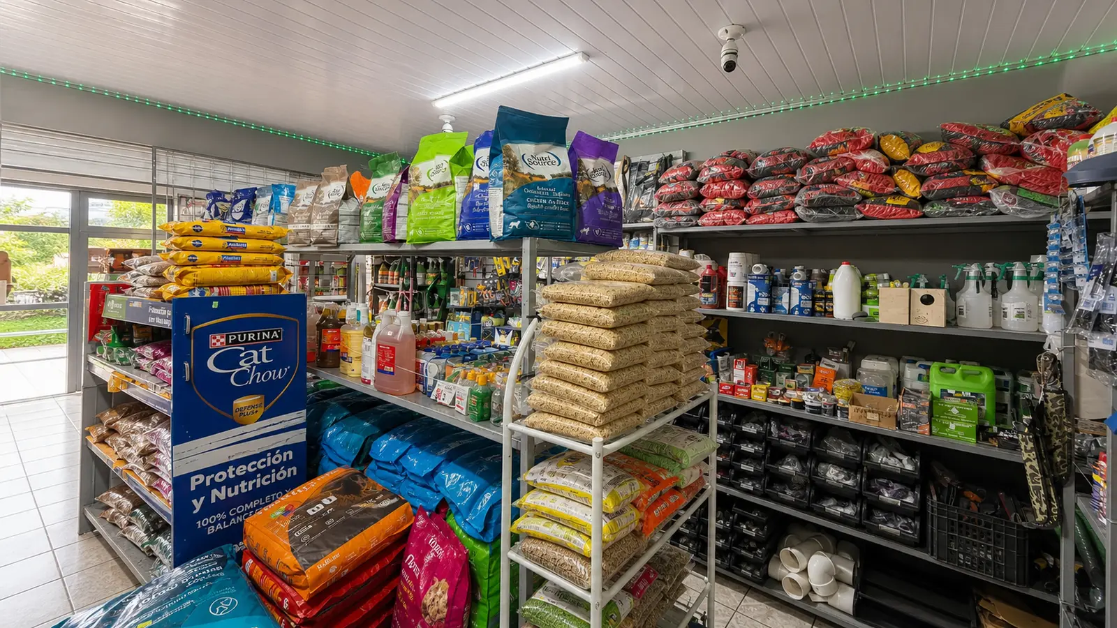 Vista del local con herramientas, accesorios y artículos agropecuarios